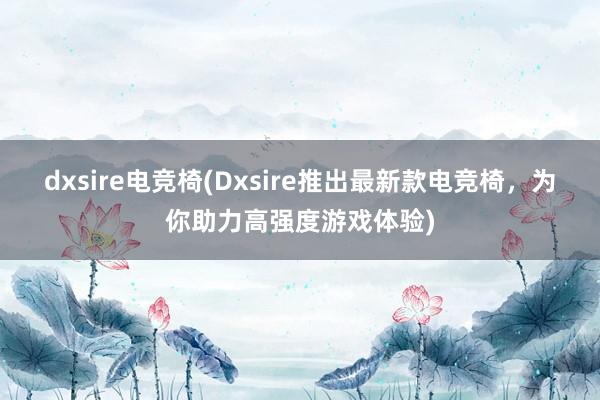 dxsire电竞椅(Dxsire推出最新款电竞椅，为你助力高强度游戏体验)