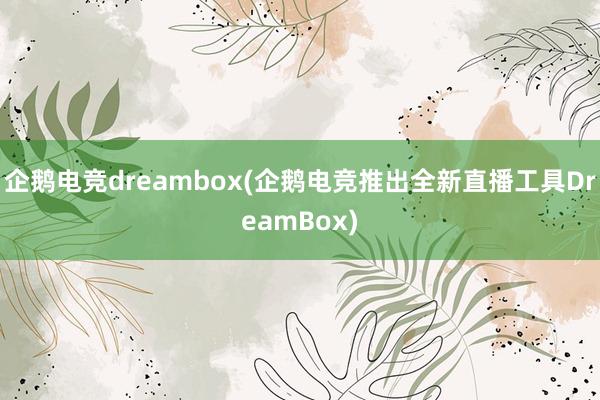 企鹅电竞dreambox(企鹅电竞推出全新直播工具DreamBox)