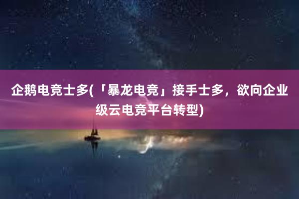 企鹅电竞士多(「暴龙电竞」接手士多，欲向企业级云电竞平台转型)