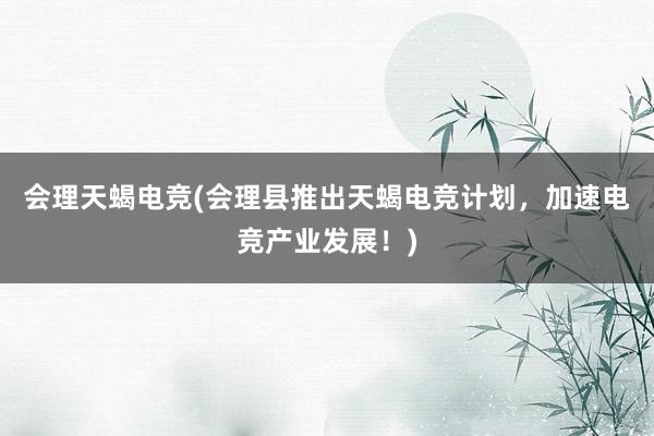 会理天蝎电竞(会理县推出天蝎电竞计划，加速电竞产业发展！)