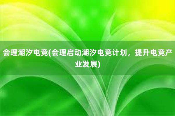 会理潮汐电竞(会理启动潮汐电竞计划，提升电竞产业发展)