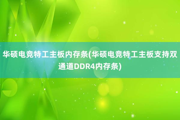 华硕电竞特工主板内存条(华硕电竞特工主板支持双通道DDR4内存条)