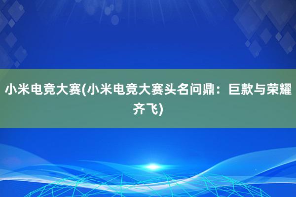 小米电竞大赛(小米电竞大赛头名问鼎：巨款与荣耀齐飞)