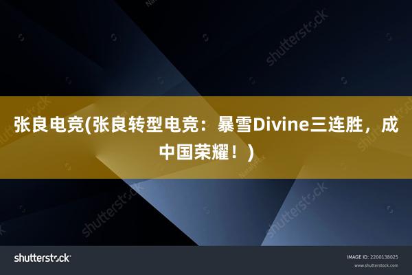 张良电竞(张良转型电竞：暴雪Divine三连胜，成中国荣耀！)