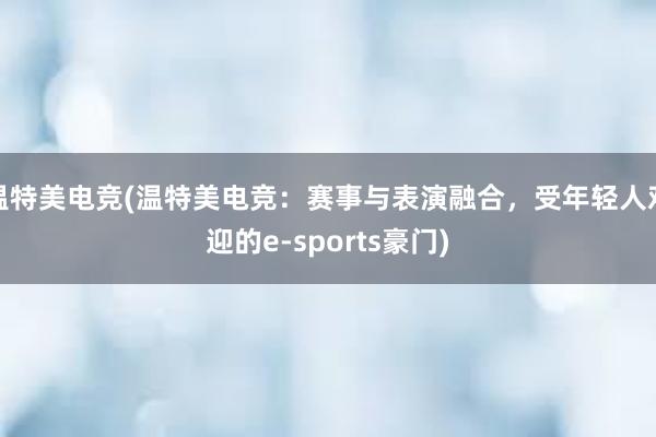 温特美电竞(温特美电竞：赛事与表演融合，受年轻人欢迎的e-sports豪门)