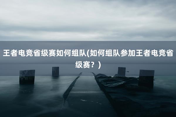 王者电竞省级赛如何组队(如何组队参加王者电竞省级赛？)