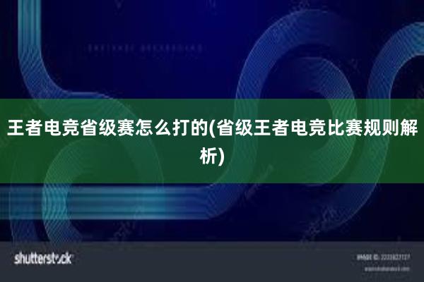 王者电竞省级赛怎么打的(省级王者电竞比赛规则解析)