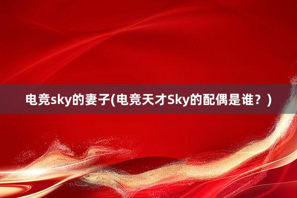 电竞sky的妻子(电竞天才Sky的配偶是谁？)