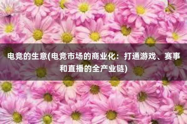 电竞的生意(电竞市场的商业化：打通游戏、赛事和直播的全产业链)