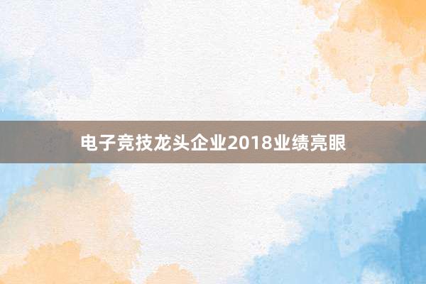 电子竞技龙头企业2018业绩亮眼