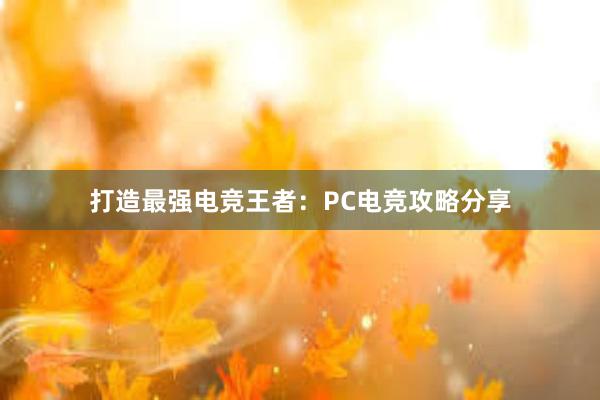 打造最强电竞王者：PC电竞攻略分享