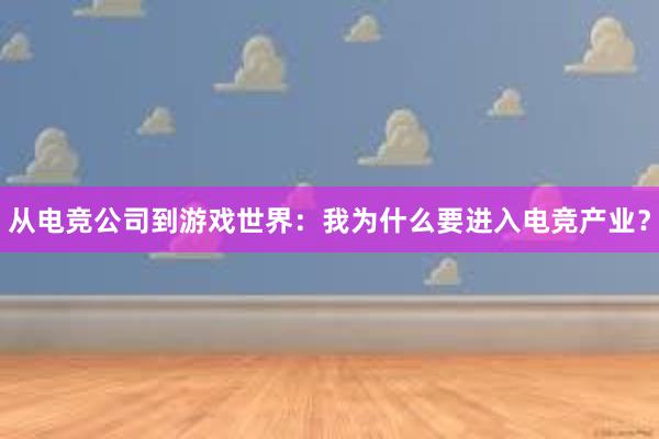 从电竞公司到游戏世界：我为什么要进入电竞产业？